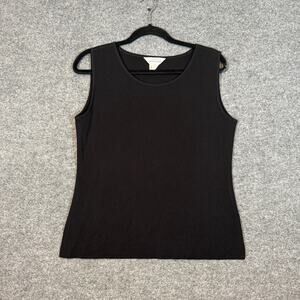 Exclusively Misook Shirt Womens Large‎ Black Tank Top Side Slit Crewneck Stretch